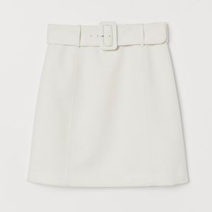 H&M Belted Woven Cream Skirt